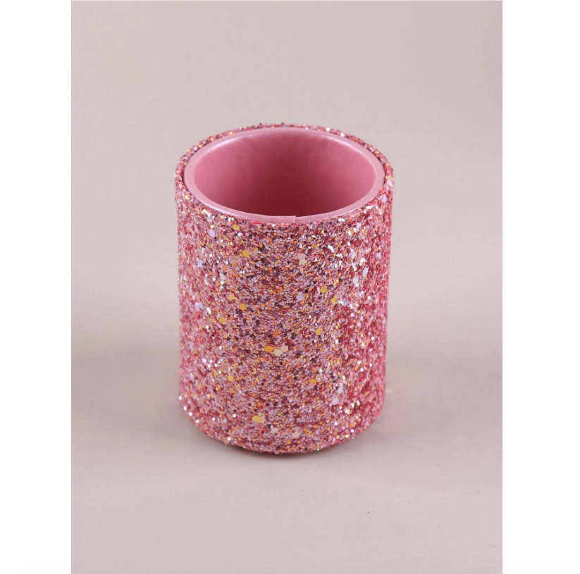 Organizador Base Porta Brochas De Maquillaje Rosa Glitter