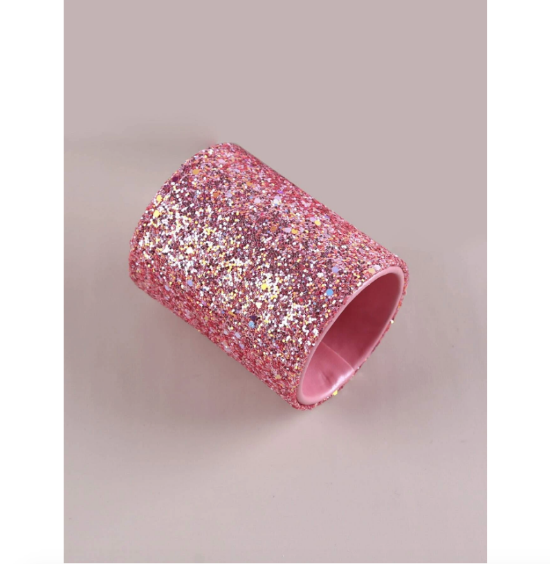 Organizador Base Porta Brochas De Maquillaje Rosa Glitter