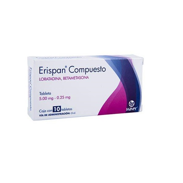 Erispan Compuesto Loratadina 500mg, Betametasona 0.25 mg. -- 10 tabletas