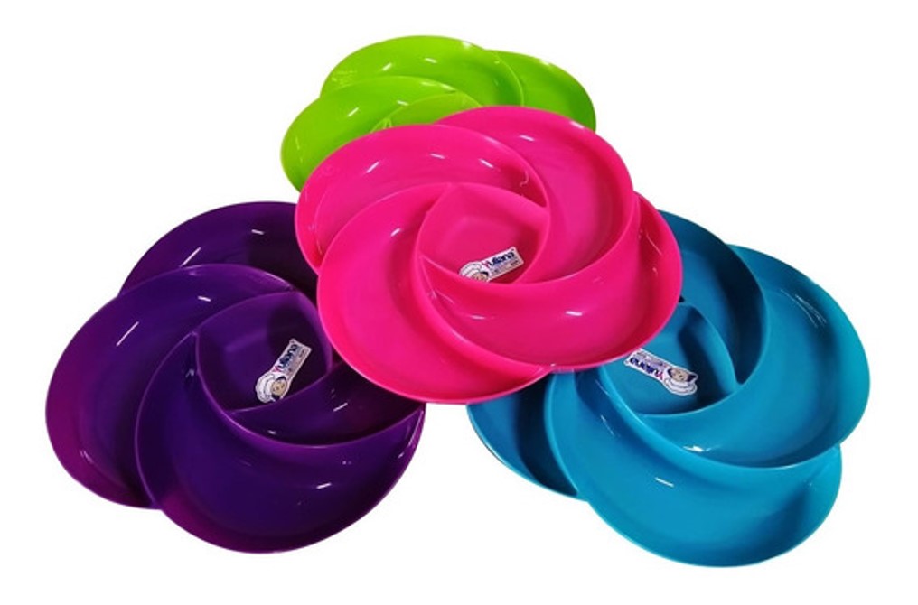 Juego 12 Platos Botaneros Yuliana 5 Divisiones Colores Surti