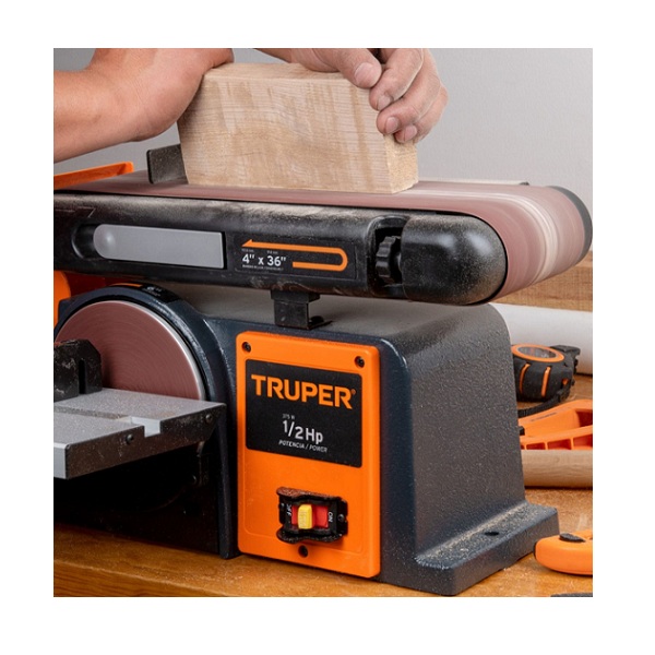 Lijadora de Banda y Disco de 4" x6" 1/2HP de 370W Truper Pul-4x6T para Carpinteros Taller de Carpintería