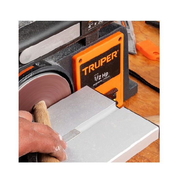 Lijadora de Banda y Disco de 4" x6" 1/2HP de 370W Truper Pul-4x6T para Carpinteros Taller de Carpintería