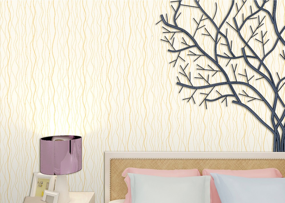 PAPEL TAPIZ ADHERIBLE RAYAS DORADO ELEGANTE 2m X 45cm TP36