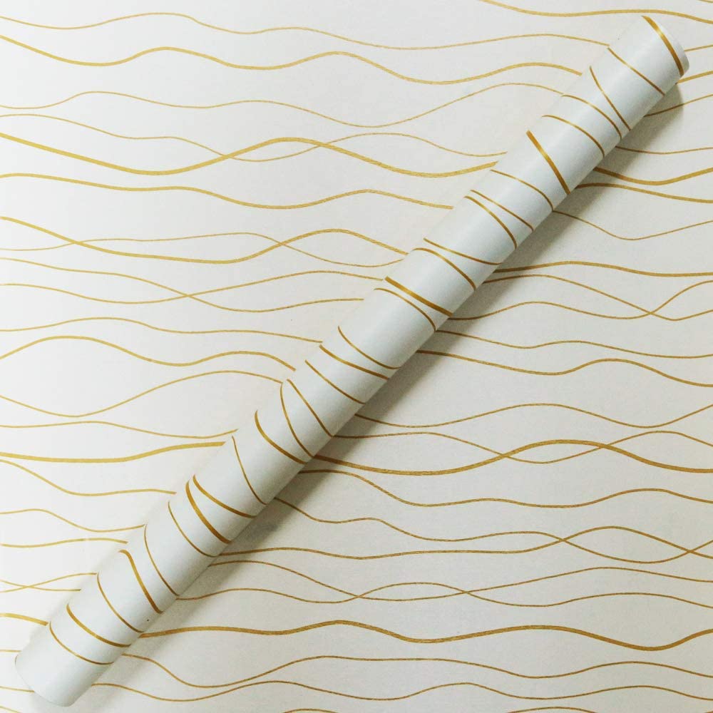 PAPEL TAPIZ ADHERIBLE RAYAS DORADO ELEGANTE 2m X 45cm TP36