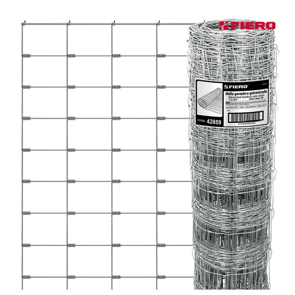Malla Ganadera de acero Galvanizado Graduada de 1.0 x 50 m para Cercos -Huertos y Corrales MAGA-50X10 FIERO