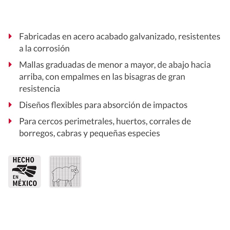 Malla Ganadera de acero Galvanizado Graduada de 1.0 x 50 m para Cercos -Huertos y Corrales MAGA-50X10 FIERO