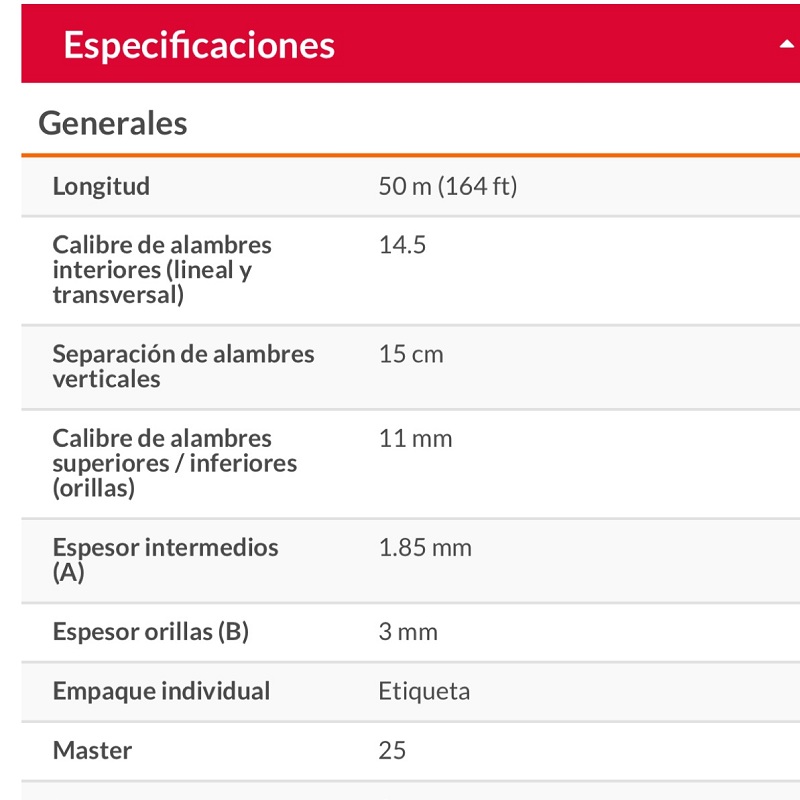 Malla Galvanizada Ganadera 1.20 X 50 m Graduada Cercos Perimetrales, Huertos, Corrales MAGA-50X12 FIERO