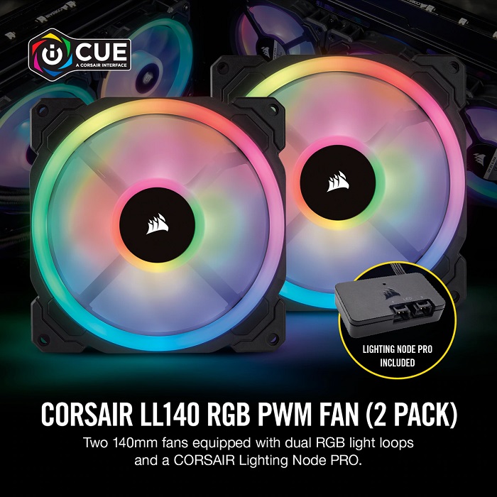 Ventiladores Corsair 2 x 140mm LL140 Led RGB Doble Halo PWM CO-9050074-WW