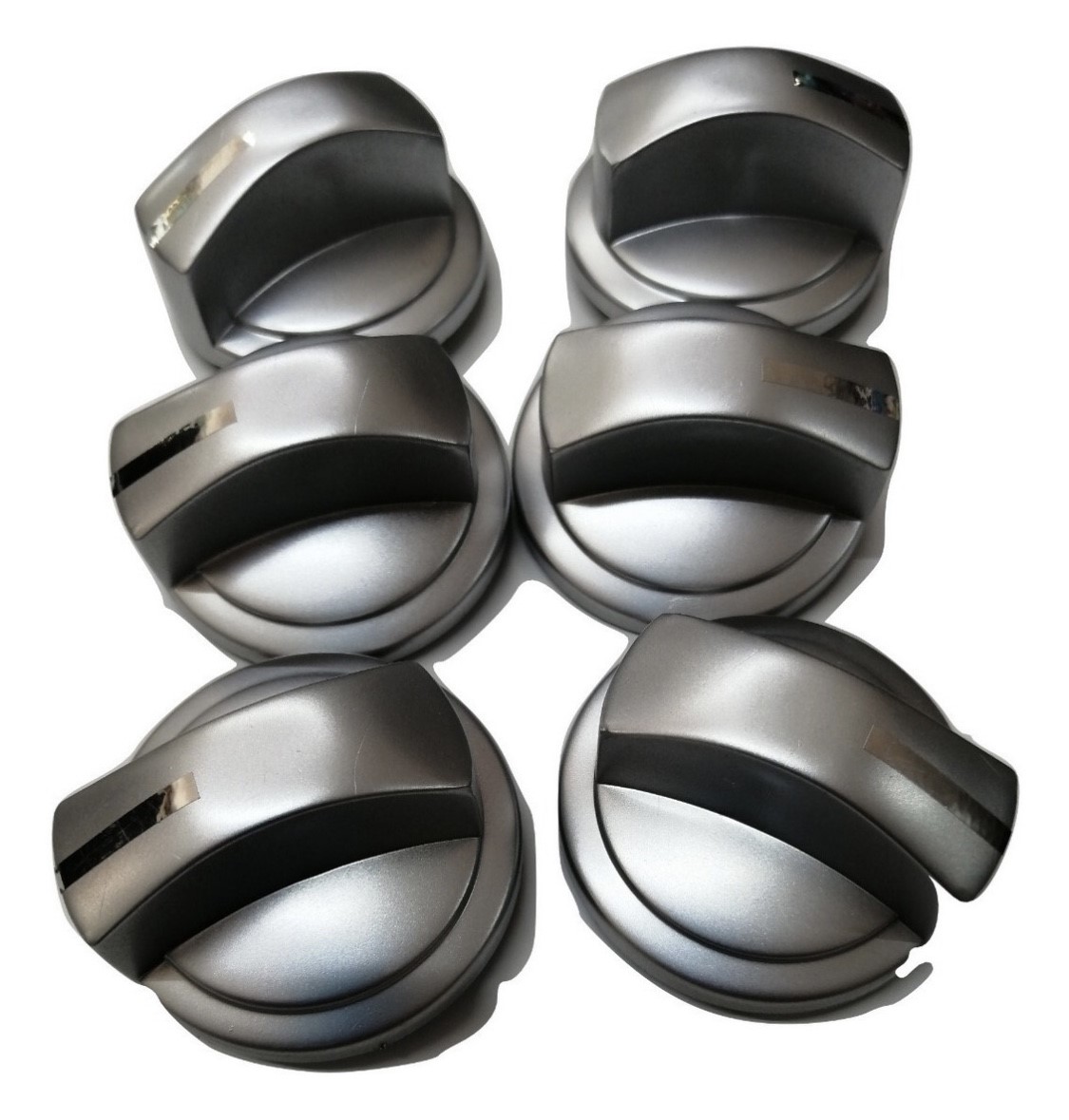 Juego de 6 perillas color  plata para Estufa  Mabe 