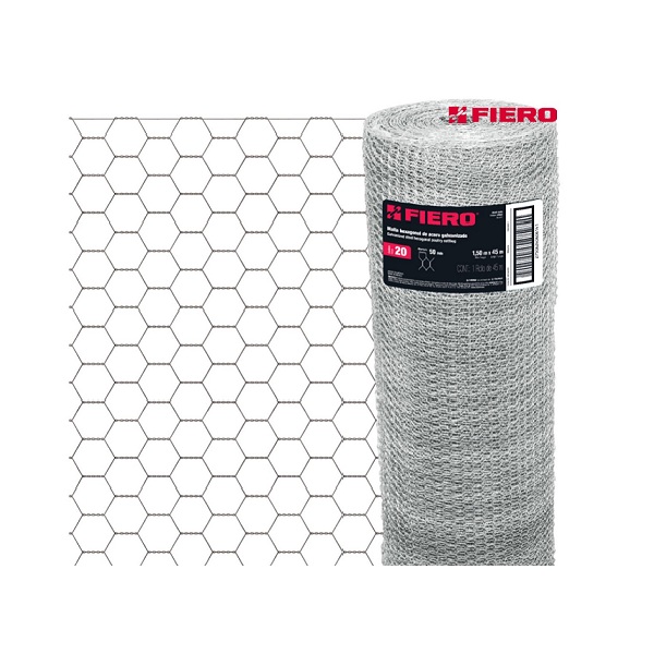 Malla de Acero Galvanizado, Hexagonal, 50 mm x 1.50 m cal.20 para Cercar Jardines, Corrales MAGE-5015 FIERO