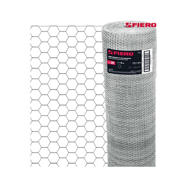 Malla de Acero Galvanizado, Hexagonal, 38 mm x 1.75 m cal.20  (45 de Longitud) para Cercar-Corrales MAHE-3817 FIERO 