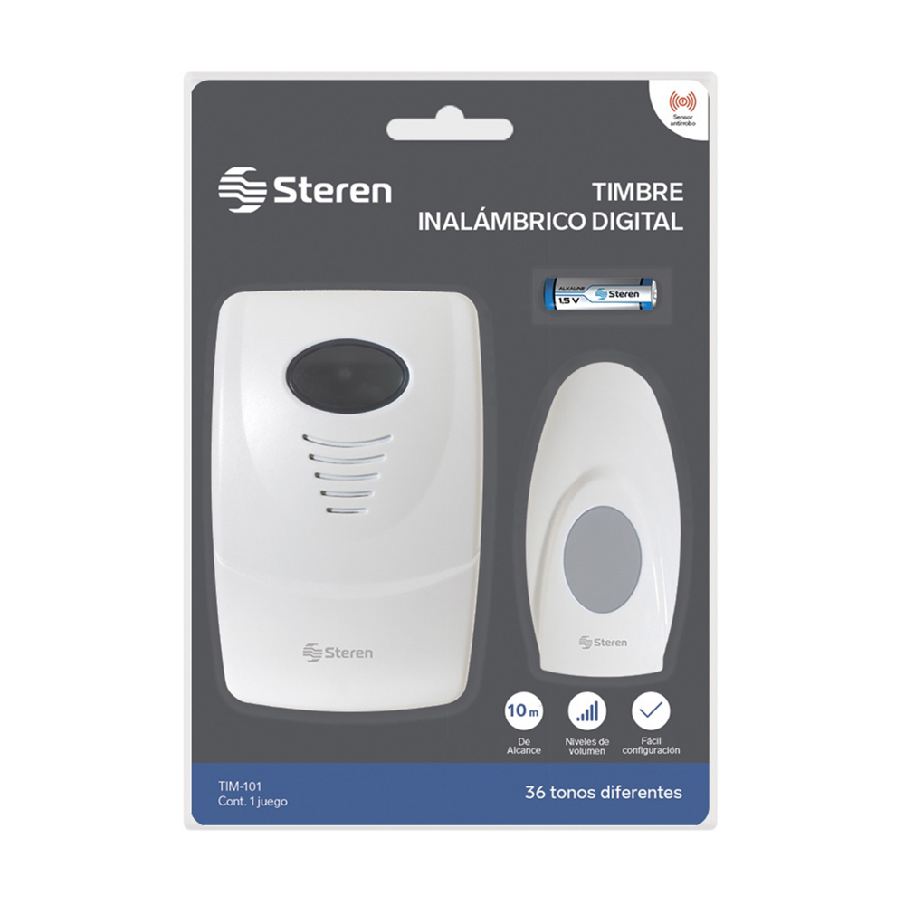 Timbre Inalámbrico Digital Steren con 36 Melodías TIM-101