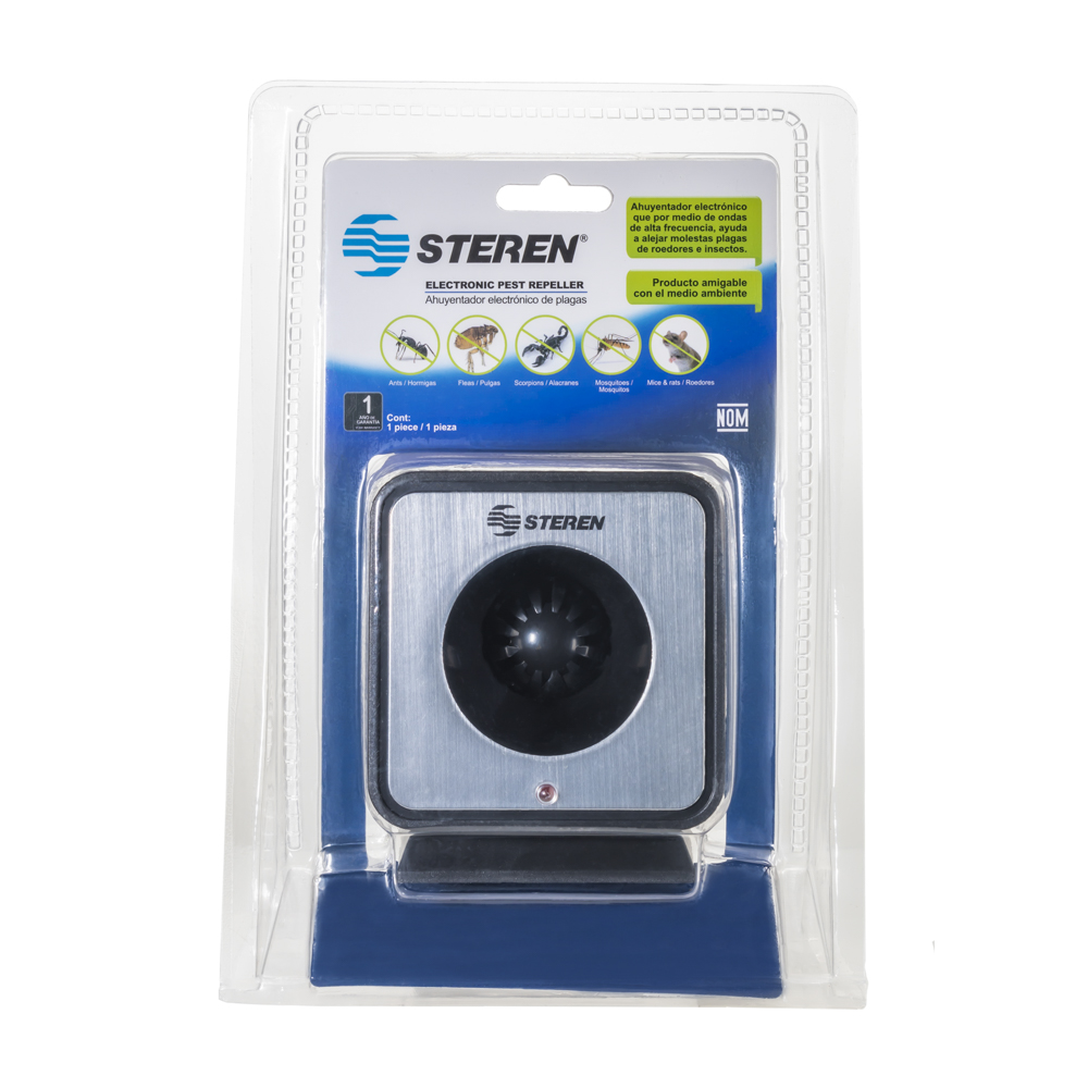 Ahuyentador Ultrasónico de Plagas Steren para Ratas, Ratones, Mosquitos, Etc. REPELTRONIC