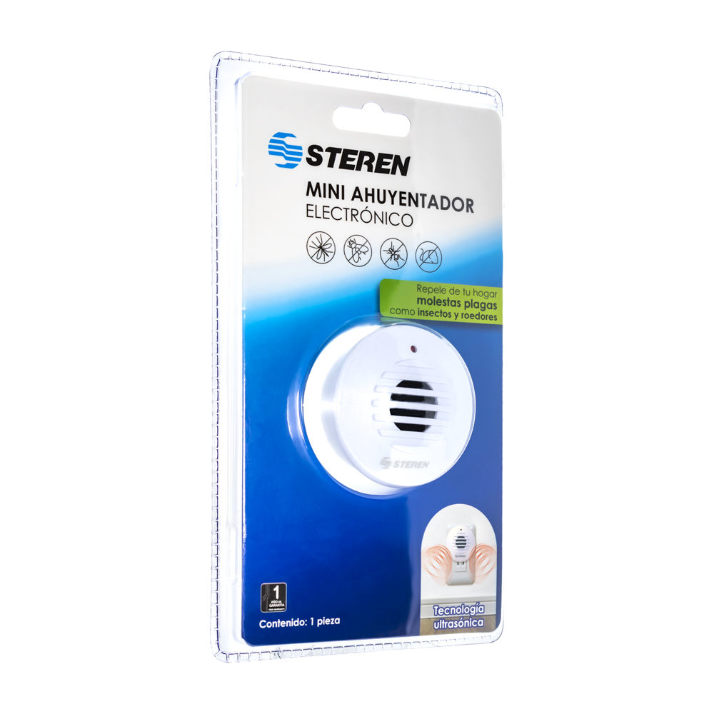 Ahuyentador Ultrasónico de Plagas Steren Mini para Ratas, Ratones, Mosquitos, Etc. REPELTRONIC-Mini
