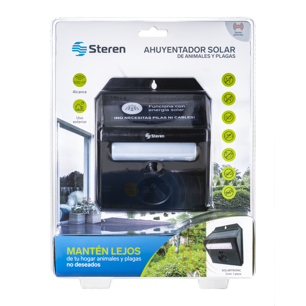 Ahuyentador Solar Ultrasónico para Plagas Steren SOLARTRONIC