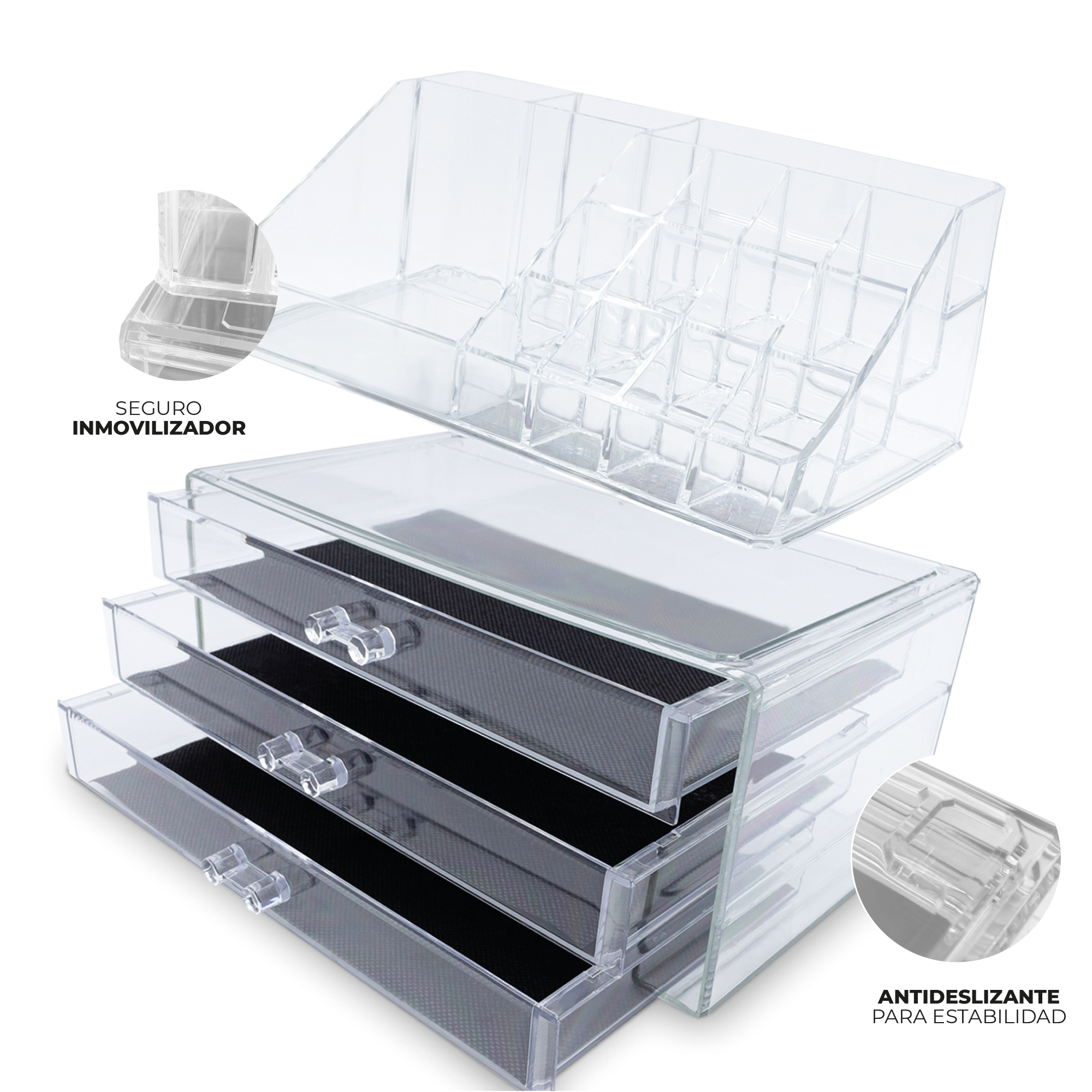 Organizador Para Cosméticos Acrílico Maquillaje Cosmetiquera  TRANSPARENTE