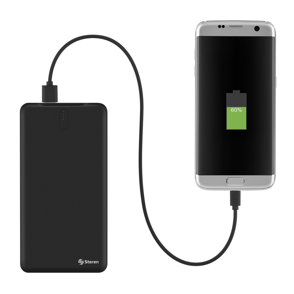 Batería de Respaldo Power Bank Steren con 12,000 mAh y 2 Salidas USB MOV-1010