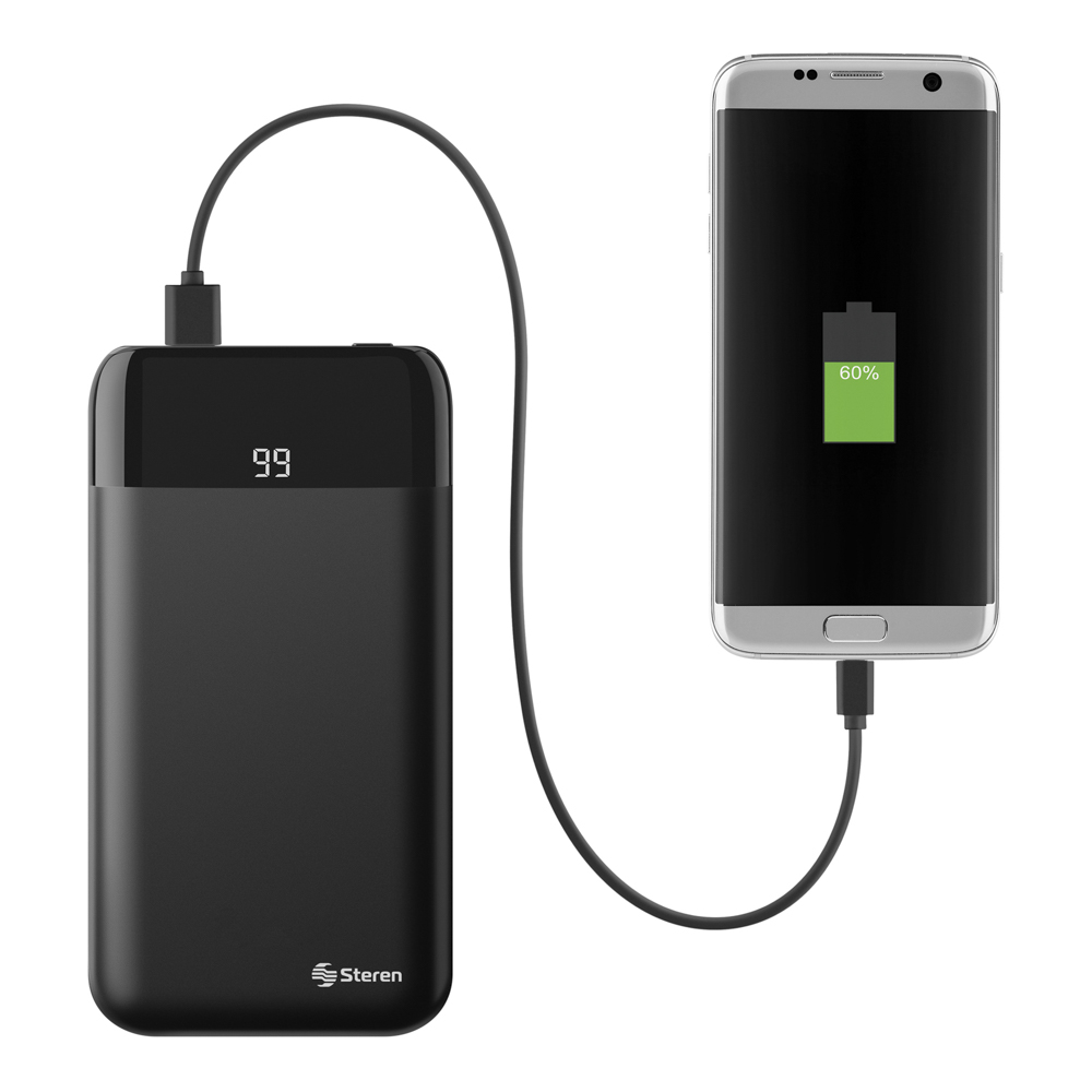 Batería de Respaldo Power Bank Steren con 8,000 mAh y 2 Salidas USB MOV-1010