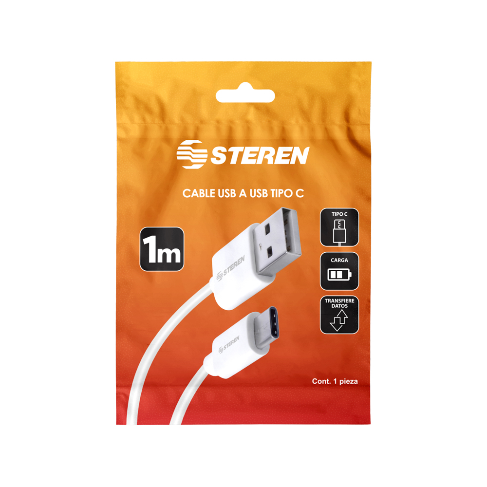Cable Tipo C a USB Steren de 1 m de Largo USB-398