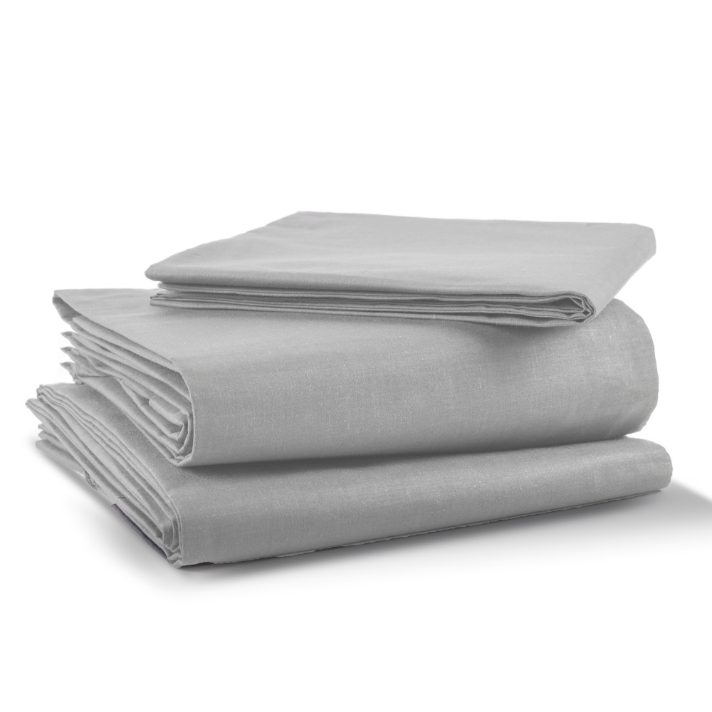 Juego de Sábanas Básica Algodón Percal 200 -Queen Size -Gris Perla