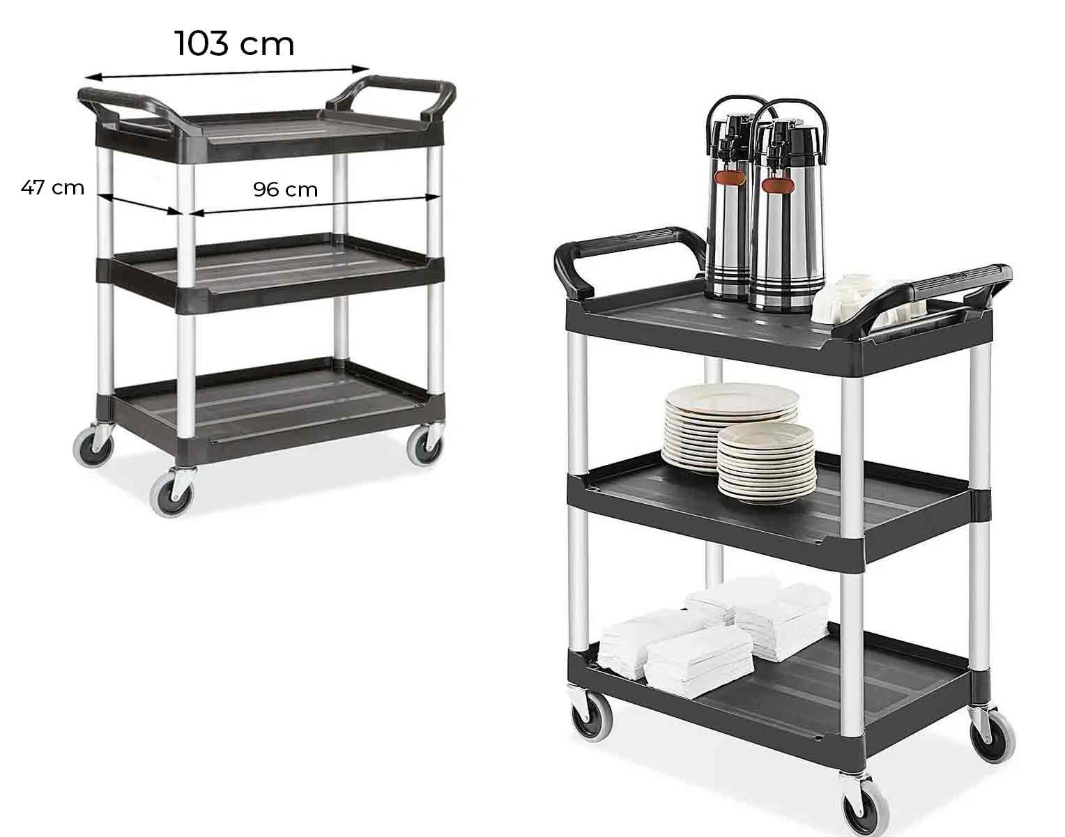 Carro De Servicio para  Restaurante Rubbermaid 4091 de 136 Kg - Venta únicamente en ciudad de México
