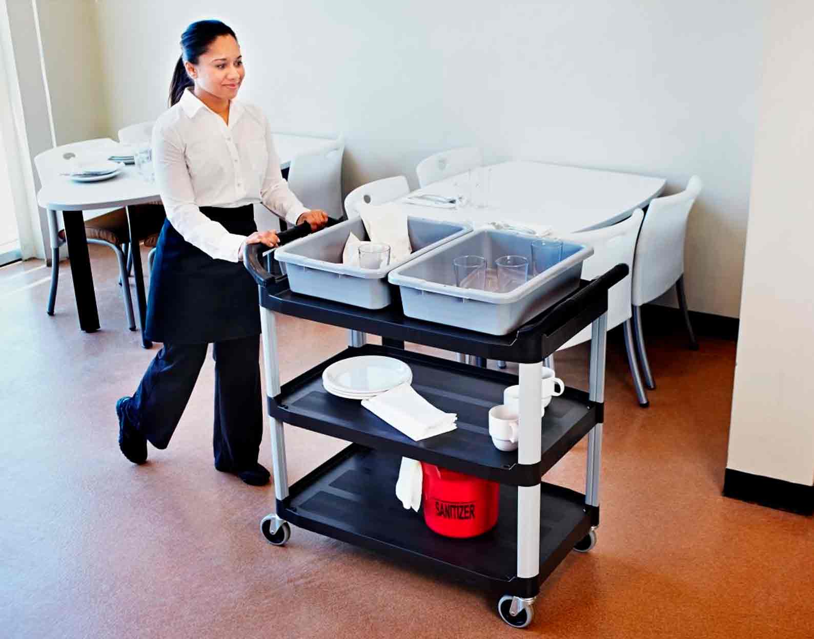 Carro De Servicio para  Restaurante Rubbermaid 4091 de 136 Kg - Venta únicamente en ciudad de México