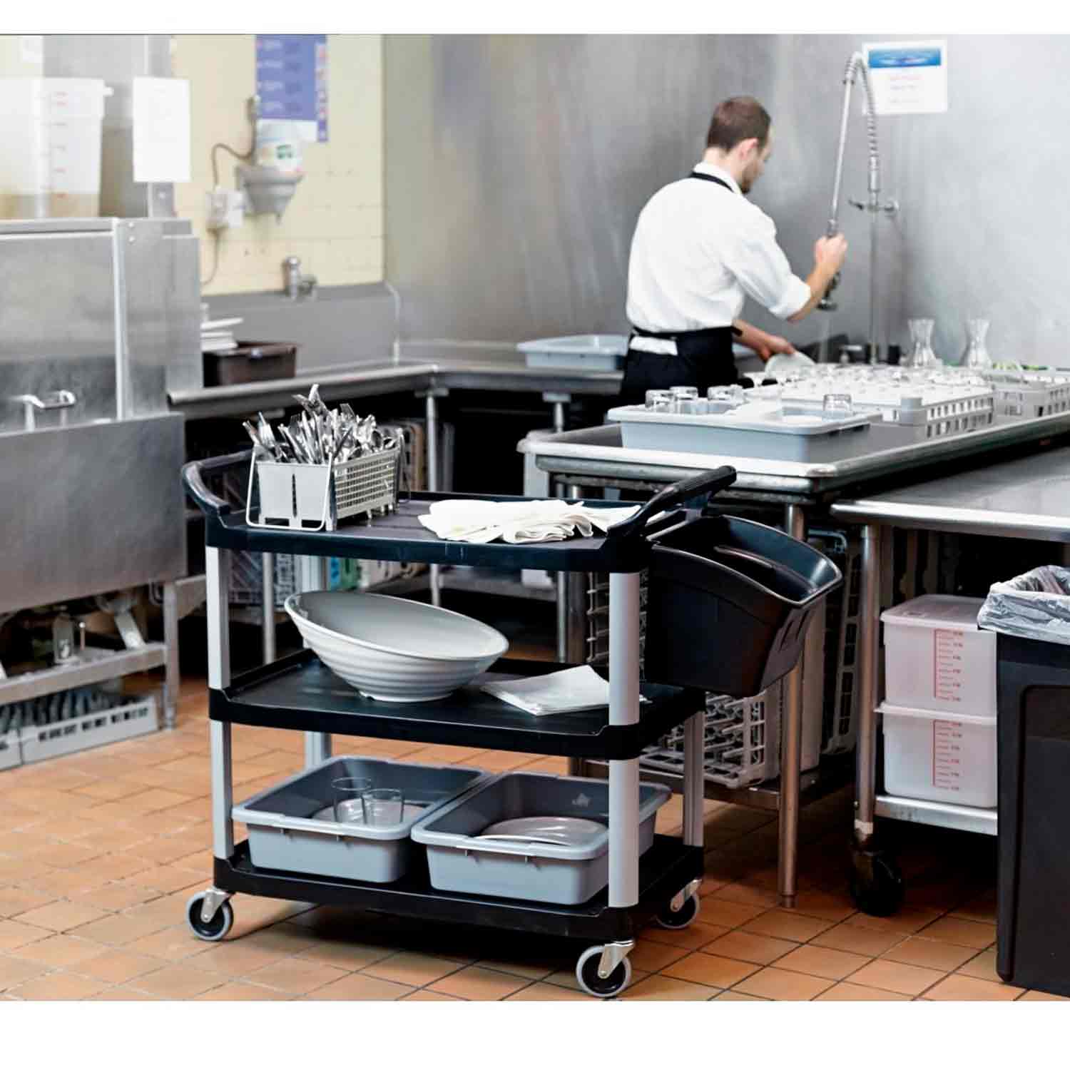 Carro De Servicio para  Restaurante Rubbermaid 4091 de 136 Kg - Venta únicamente en ciudad de México