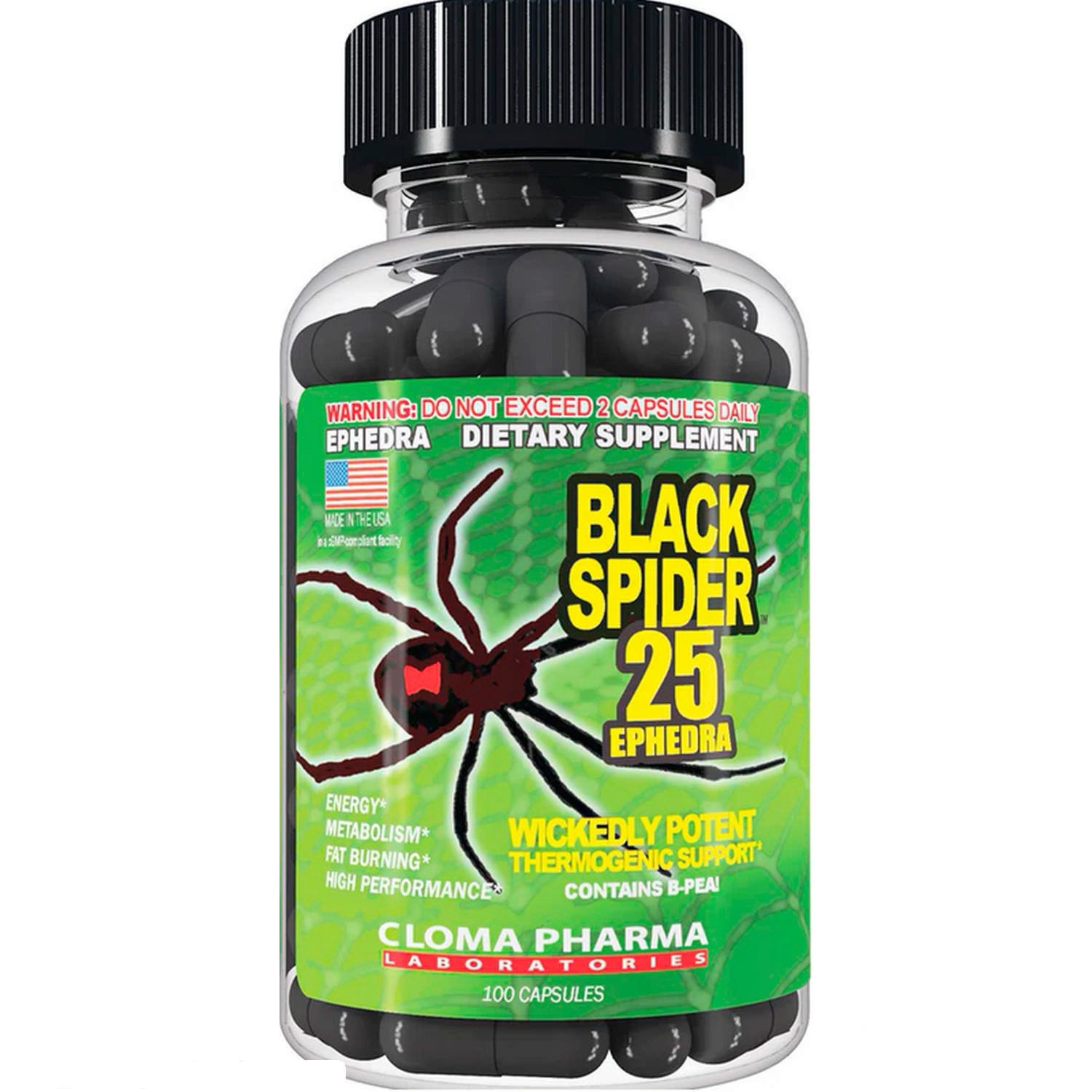 Cloma Pharma Black Spider 100 Cápsulas Termogénico Quemador