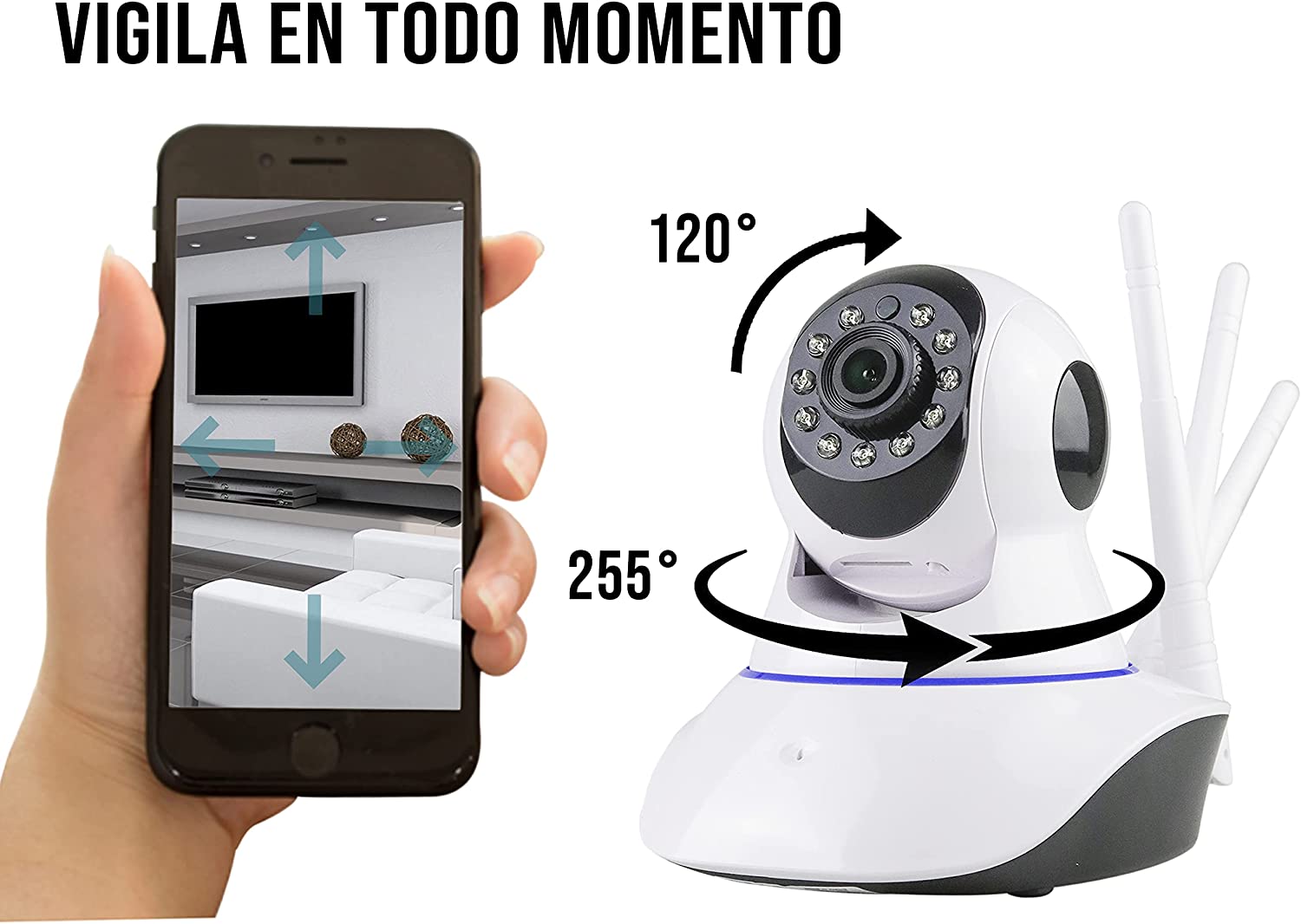 Cámara Seguridad interior IP 360 App Wifi Nocturna Vigilancia 3d HD