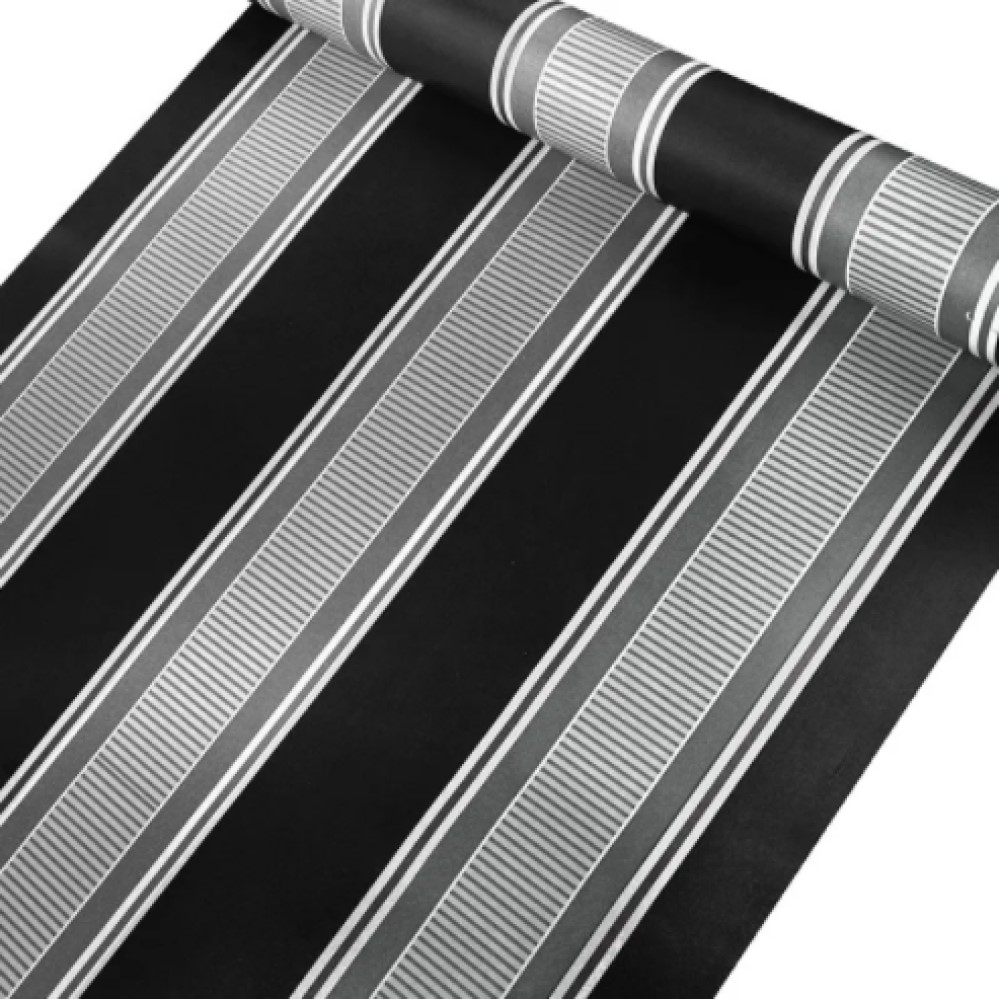 PAPEL TAPIZ ADHERIBLE RAYAS GRIS Y NEGRO 2m X 45cm TP21