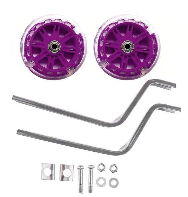 Llantas Laterales De Entrenamiento Con Luz Bici Rod 12-20 Color Morado