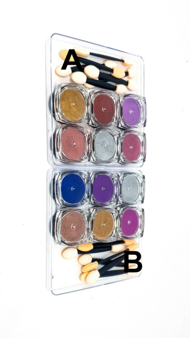 Efecto Espejo 6 Polvos Para Uñas + 6 Aplicadores