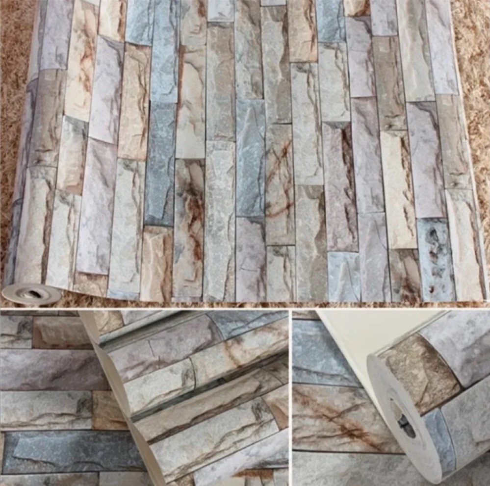 PAPEL TAPIZ ADHERIBLE TABIQUE GRIS COLORES 2m X 45cm TP11