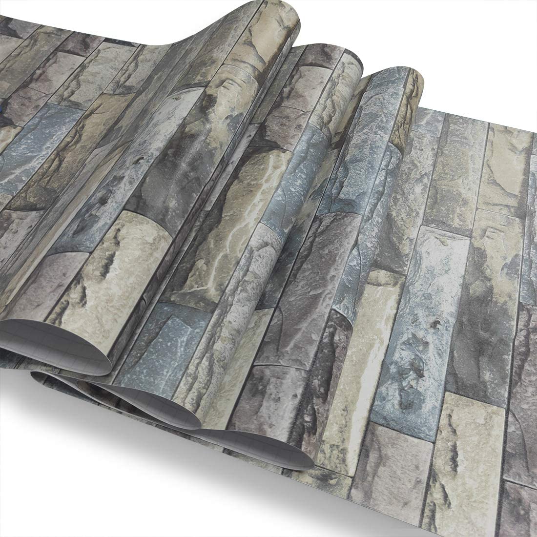 PAPEL TAPIZ ADHERIBLE TABIQUE GRIS COLORES 2m X 45cm TP11