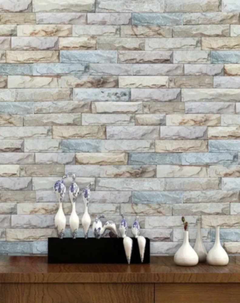 PAPEL TAPIZ ADHERIBLE TABIQUE GRIS COLORES 2m X 45cm TP11