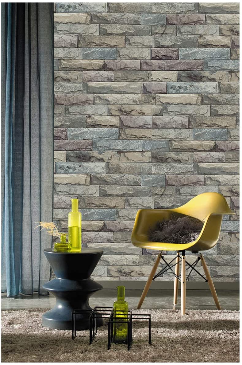 PAPEL TAPIZ ADHERIBLE TABIQUE GRIS COLORES 2m X 45cm TP11