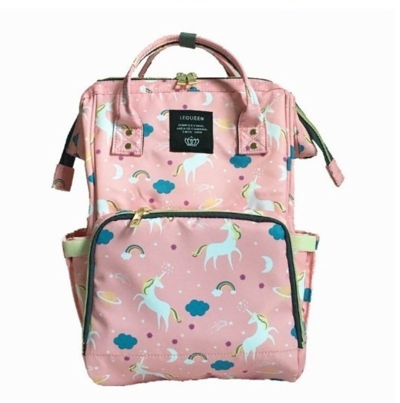 1 Pañalera Moderna Unicornios Mochila Laqueen rosa