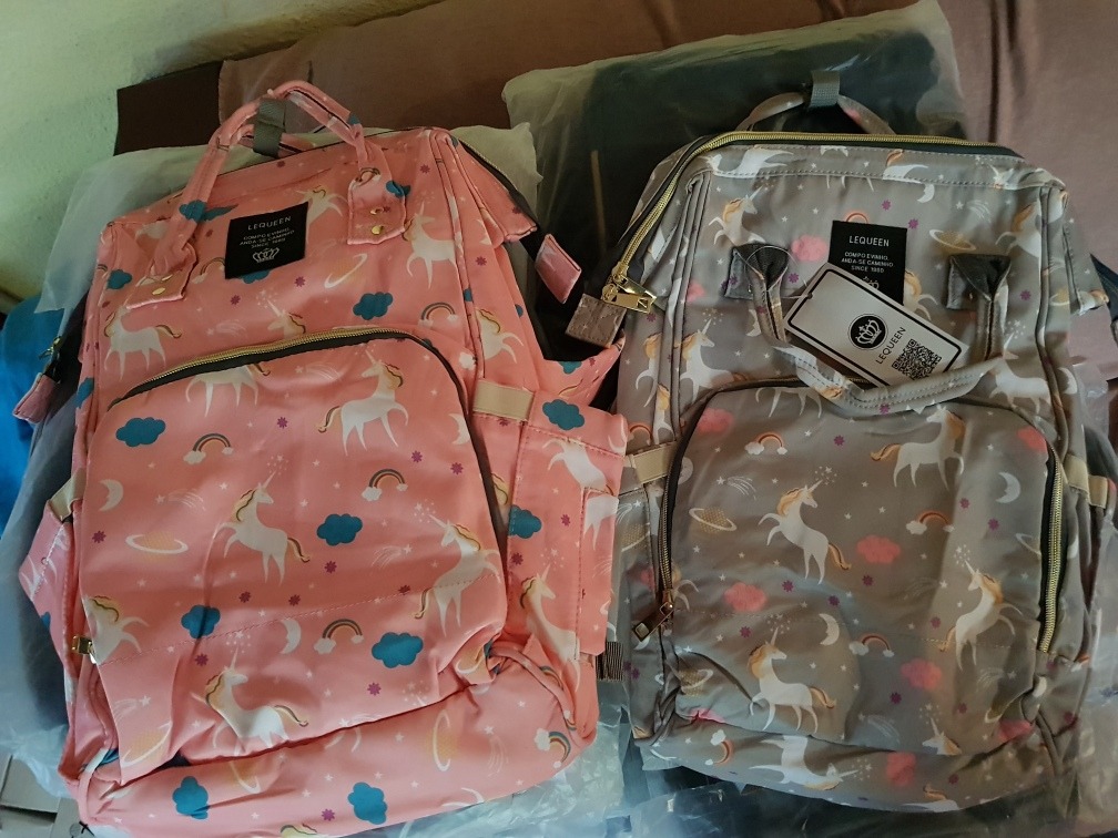 1 Pañalera Moderna Unicornios Mochila Laqueen rosa