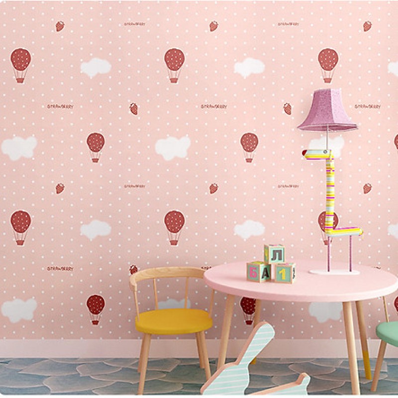 PAPEL TAPIZ ADHERIBLE ROSA NUBES FRESA NIÑAS 10m X 45cm TP68