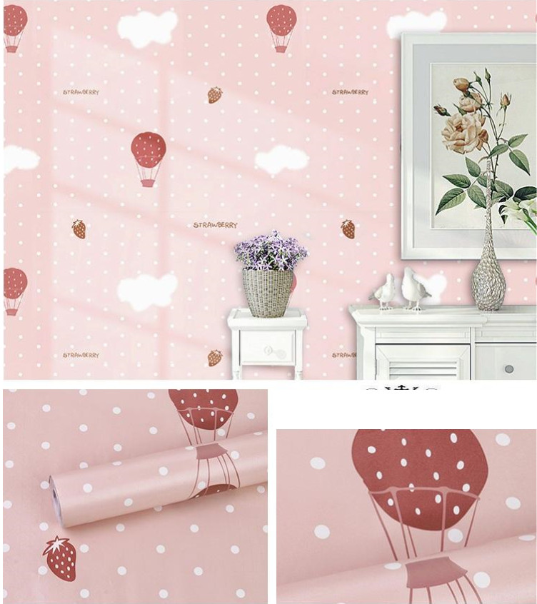 PAPEL TAPIZ ADHERIBLE ROSA NUBES FRESA NIÑAS 10m X 45cm TP68