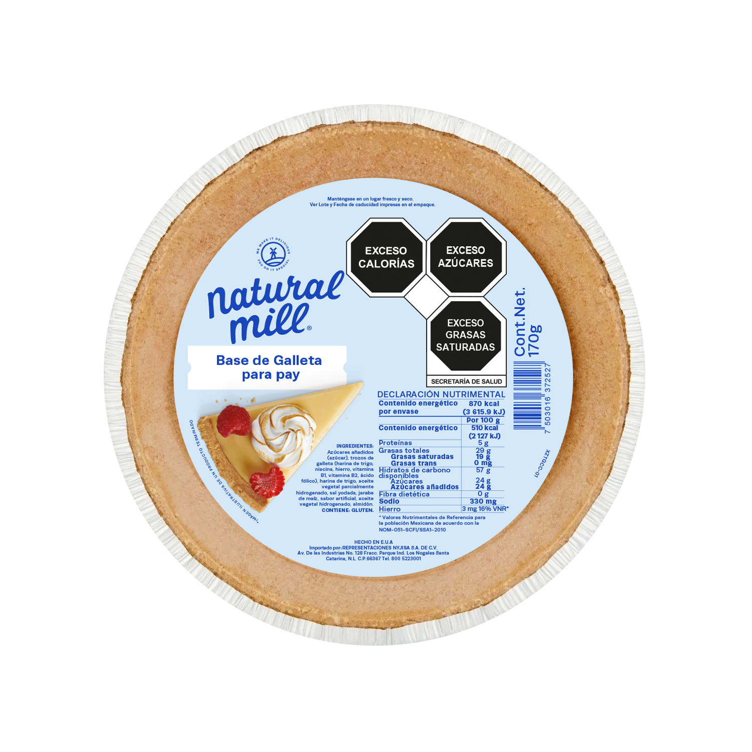 Base para pay Natural Mill sabor Vainilla 170g 4 pack