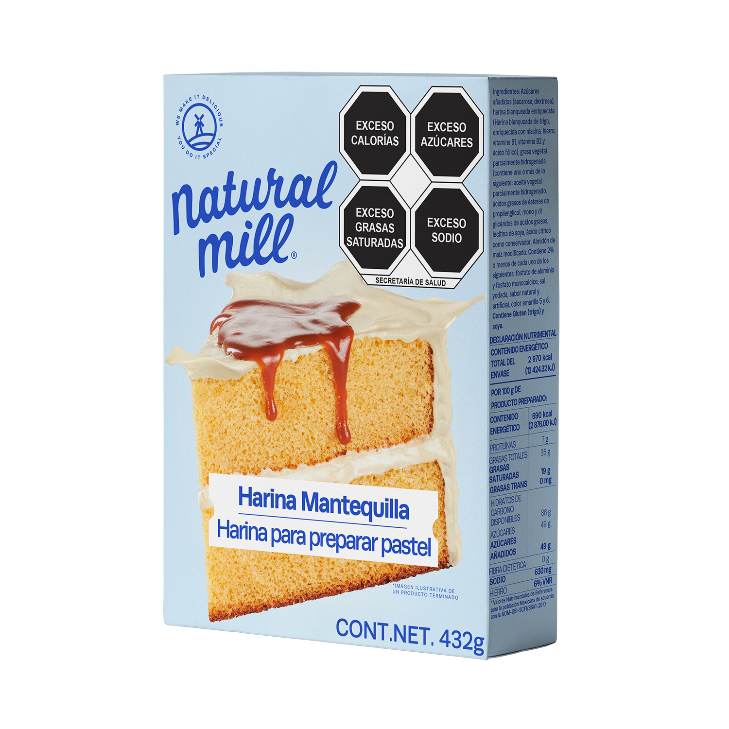 Harina para preparar pastel Natural Mill sabor Mantequilla 432g 4 pack