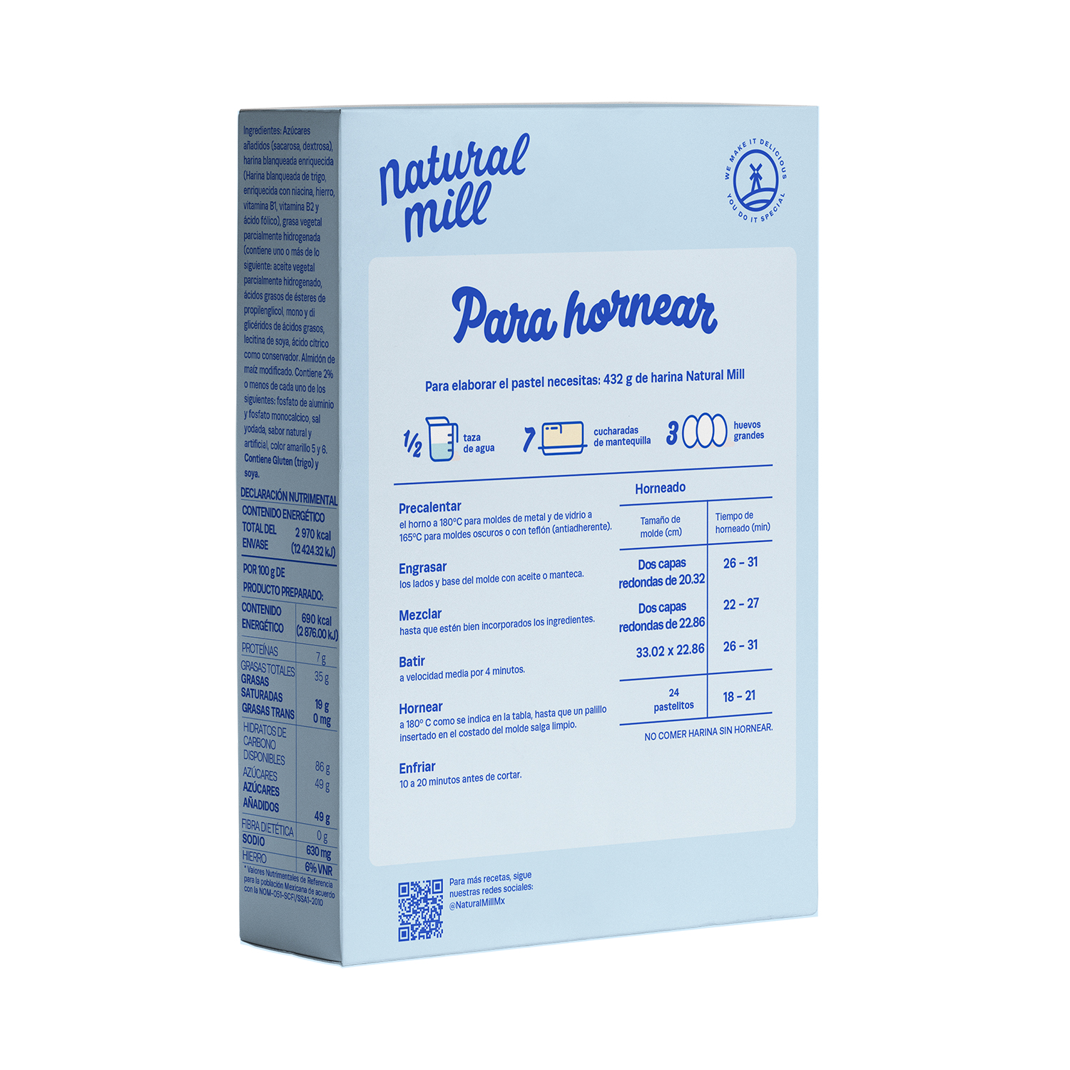 Harina para preparar pastel Natural Mill sabor Mantequilla 432g 4 pack