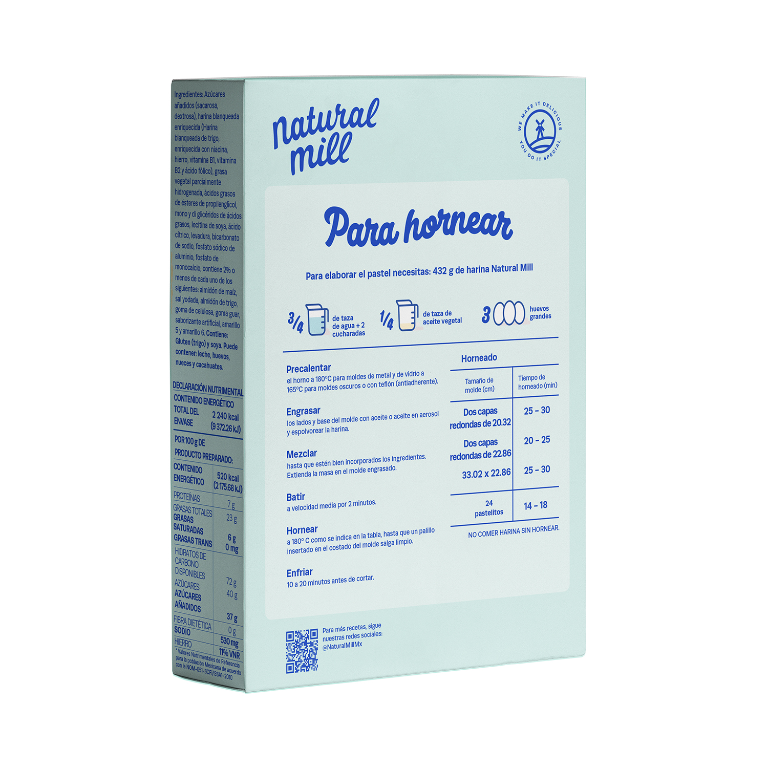 Harina para preparar pastel Natural Mill sabor Piña 432g 4 pack