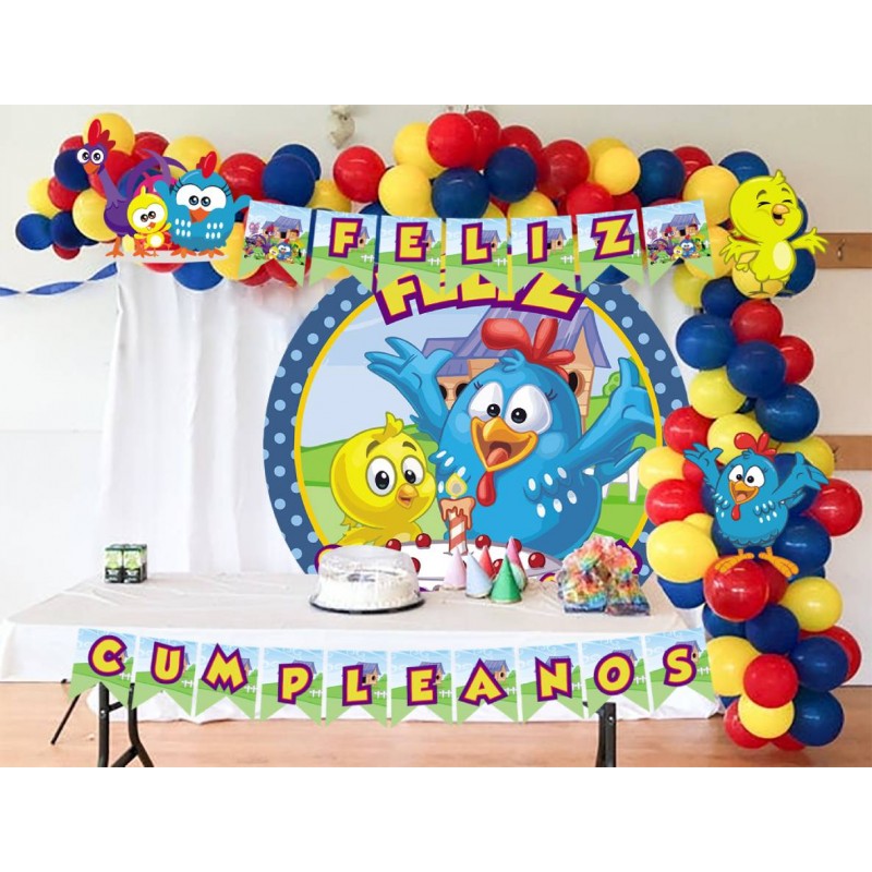 KIT DECORACIÓN CUMPLEAÑOS GALLINA PINTADITA