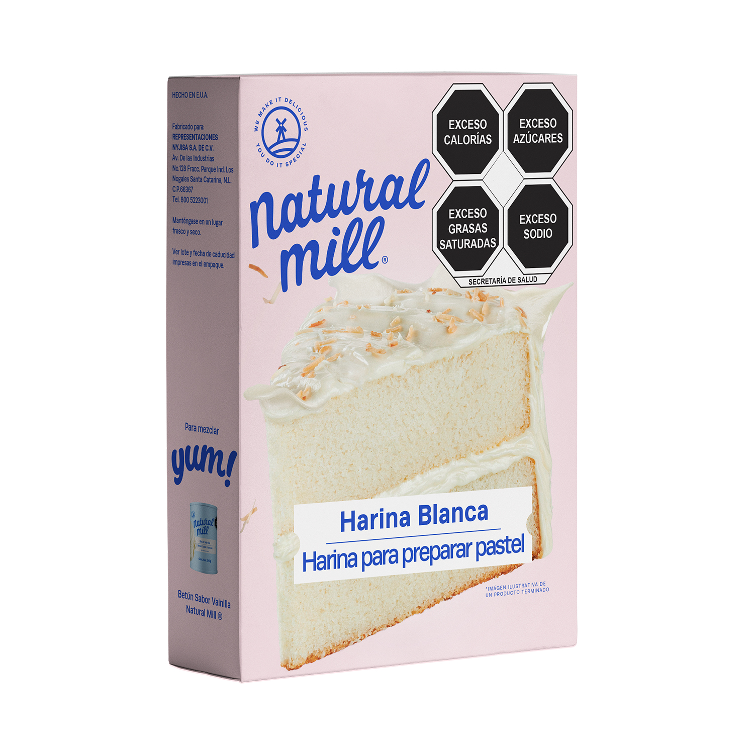 Harina para preparar pastel Natural Mill sabor Vainilla 432g 4 pack