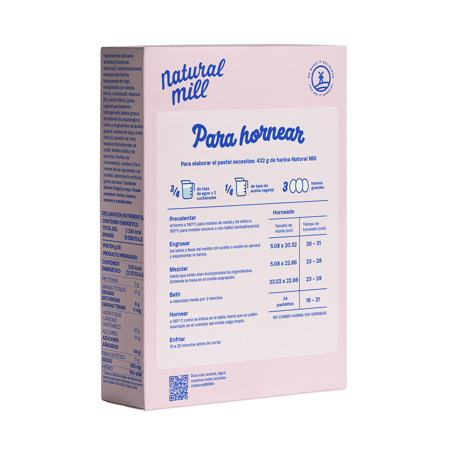 Harina para preparar pastel Natural Mill sabor Vainilla 432g 4 pack