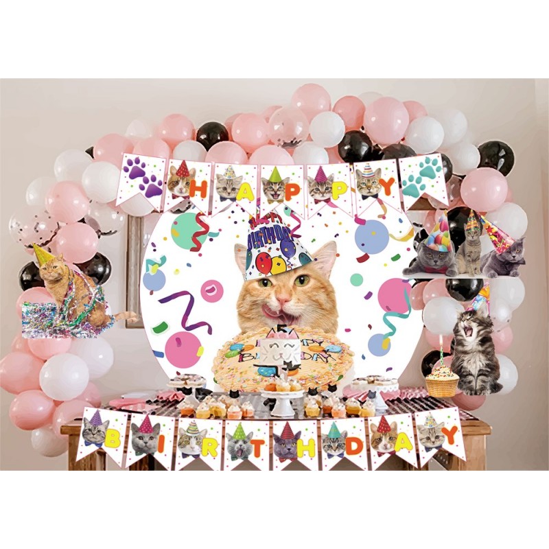 KIT DECORACIÓN CUMPLEAÑOS GATOS