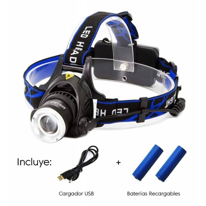 Lampara Minera Led T6 Recargable. foco giratorio, 3000 Lumens