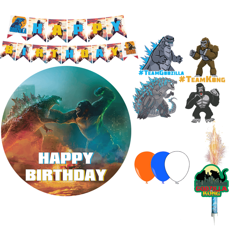 KIT DECORACIÓN CUMPLEAÑOS GODZILLA VS KONG